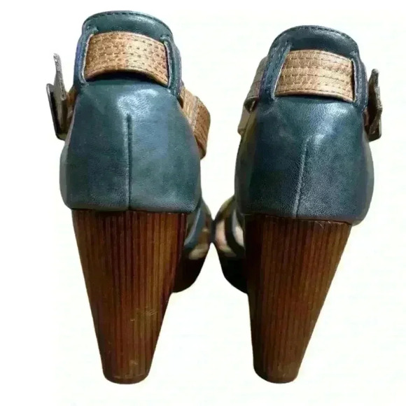 Miz Mooz Petra Retro Mary Jane Blue/Brown Leather Women's Heel Shoes Size 6.5 M - Picture 8 of 11